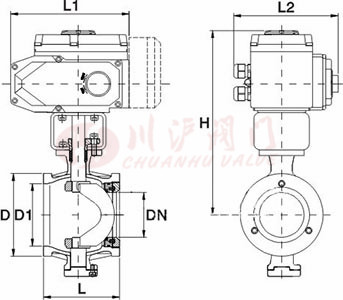 電動V型對夾球閥結(jié)構(gòu)圖