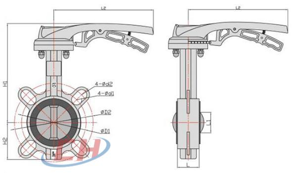 襯膠對夾蝶閥結構圖