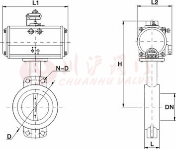 氣動襯氟蝶閥結構圖