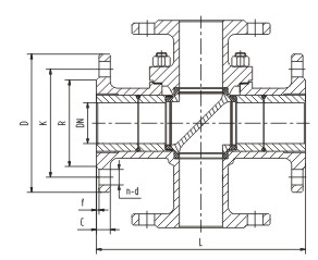 氣動(dòng)四通球閥結(jié)構(gòu)圖